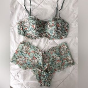 Victoria’s Secret Floral Bra and Panty Set 36B
